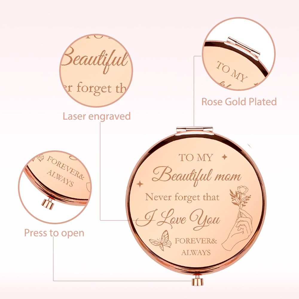 Mom Gifts,Mothers Day Bonus Meaningful Useful Unique Ideas Best Funny Travel Thoughtful Special Useful First Time Gifts for Mom Birthday Christmas Valentines Day from Son Daughter Compact Mirror - Image 3