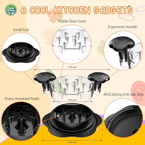 SURETIVIAN Small Chicken Shredder, 6.49” Mini Visible Meat Shredder Tool Twist for Kids and Pet Lover, Food-Grade Safe Cooking Tools for Dog and Cat Food Meal Prep(Black)