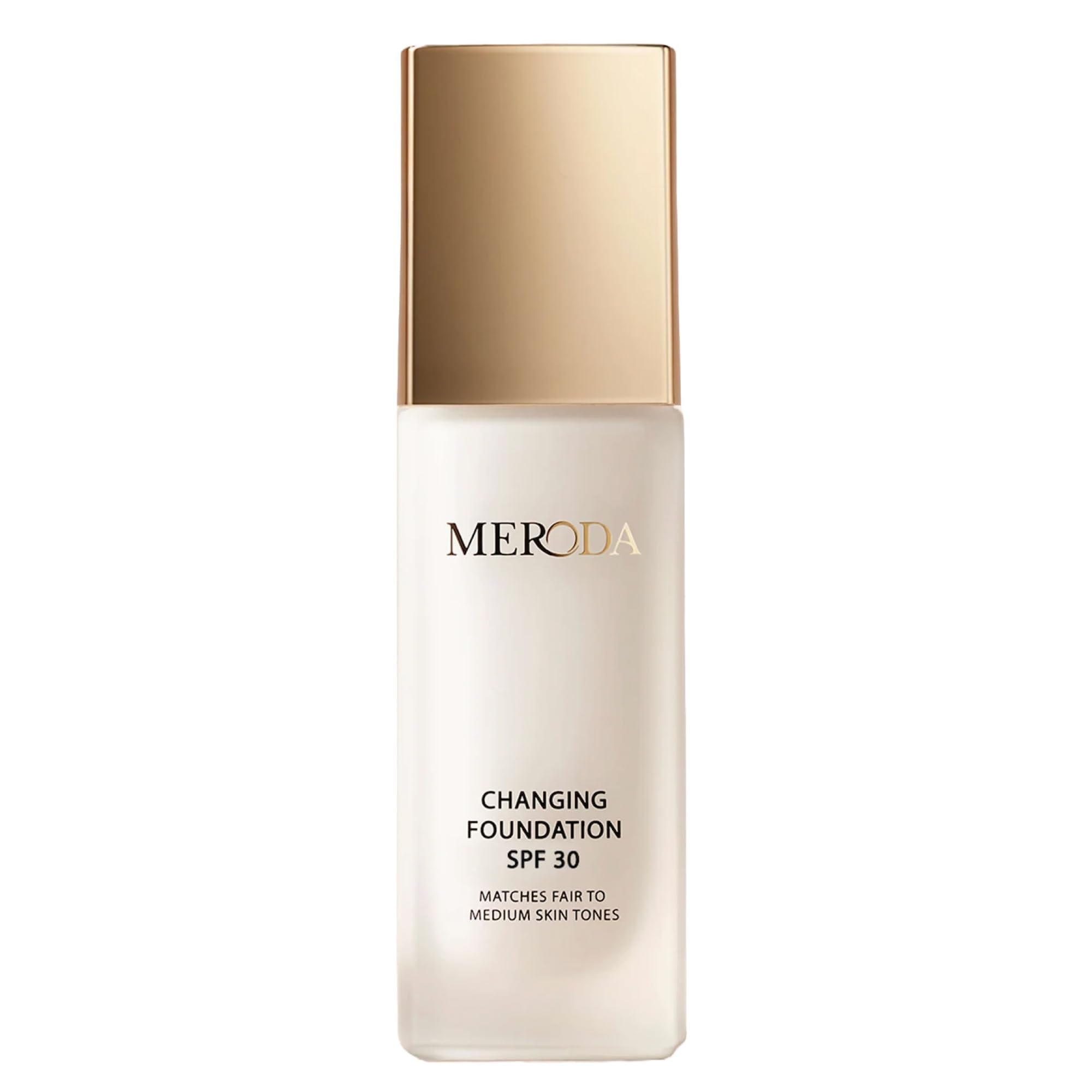 MERODA® Changing Foundation SPF 30 [LIGHT TO MEDIUM SKIN] - Foundation Color Changing - Farbwechselnde Foundation für Reife Haut - Make Up Hautton Anpassend - Foundation Gesichts Make Up