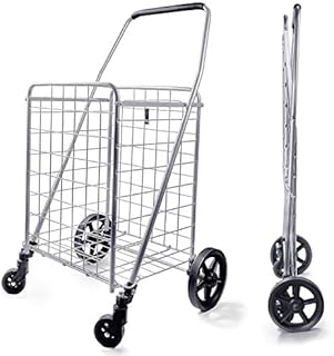 Wellmax WM99024S Grocery Utility Shopping Cart | Easily Collapsible and Portable to Save