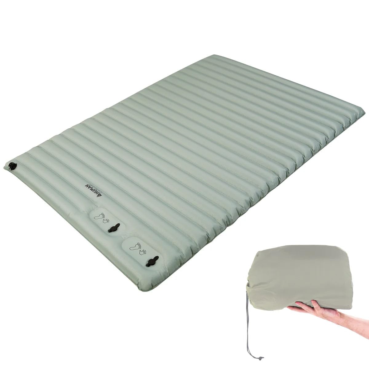 Human Comfort Luftbett Durtal Double – Aufblasbare Doppel-Luftmatratze 194x140x10 cm für 2 Personen, Camping- & Gästebett, kompakt & bequem, ideal für Übernachtungsgäste