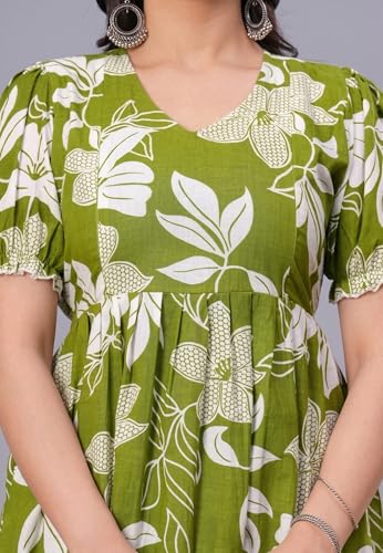 Image of Women's Maternity Feeding Dresses for Women, Easy Breastfeeding Dress, Cotton Blend Anarkali Dress with Nursing Zip for Pre & Post Pregnancy