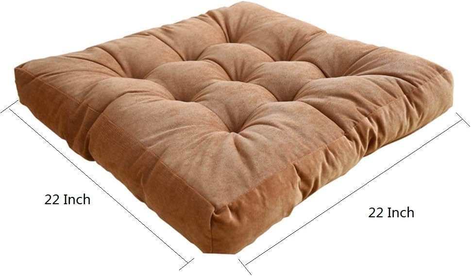Image of Floor Pillow, Square Meditation Pillow for Seating on Floor Solid Thick Tufted Seat Cushion Meditation Cushion for Yoga Living Room Sofa Balcony Outdoor