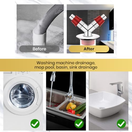 Image of HASTHIP Drain Pipe Connector with Automatic Magnetic Seal - Anti-Odor & Anti Pests, washing machine drain connector, Fitting for Sink, Basin, or Washing Machine Drainage, Double-Pipe Tee Joint