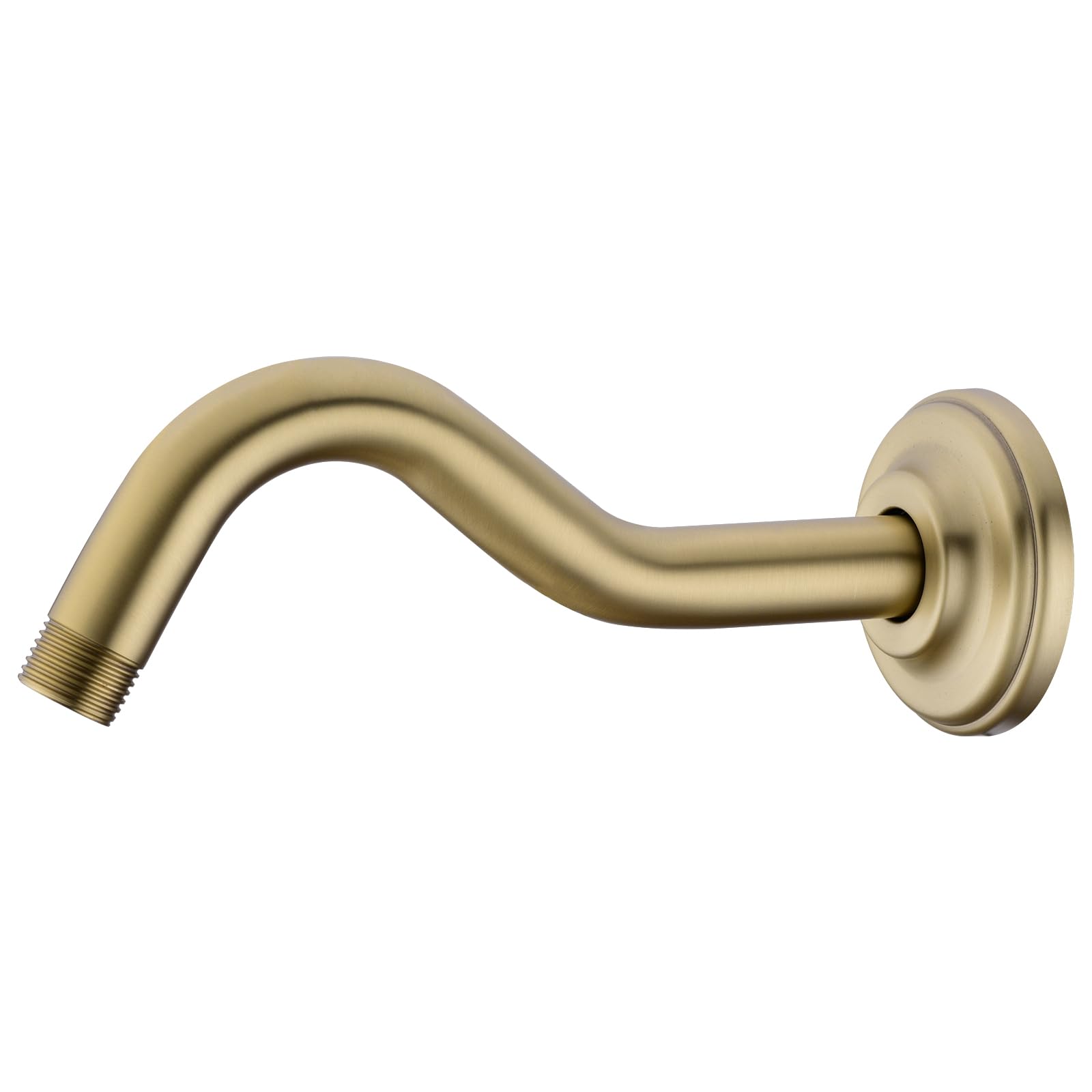 8 Inch S-Shape Curved Shower Arm with Flange Stainless Steel Shower Head Extension Replacement Pipe Arm,Wall Mounted,Brushed Gold