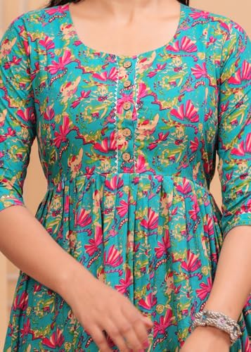Image of Women's Pure Cotton Floral Printed Maternity Feeding Kurti with Zipper Feeding Dress for Women Feeding Gown