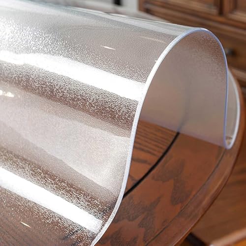 Mantel redondo para mesa de comedor, 2mm de grosor resistente al calor y a los arañazos, de PVC transparente esmerilado, impermeable, para exteriores, protector de escritorio, diámetro de 60 a 150cm(1
