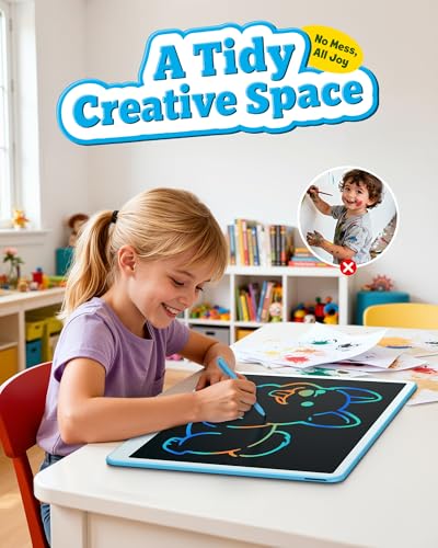 Image of Bravokids 20 Inch LCD Writing Tablet for 3-8 Year Olds - Electronic Drawing Pad and Doodle Board as Educational Birthday Gifts for Girls and Boys (Blue)