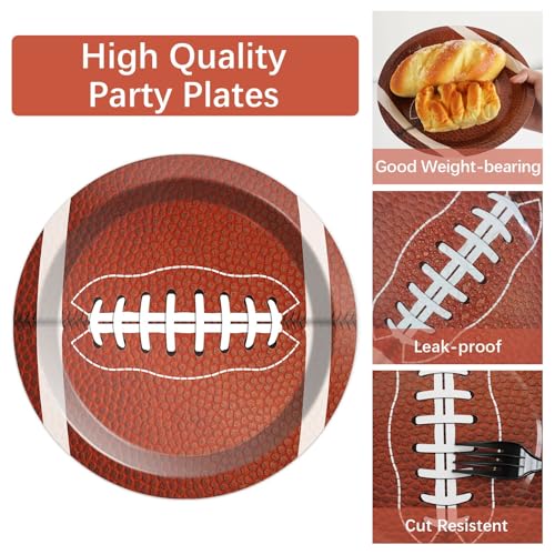 Image of Qyeahkj 100pcs Football Party Plates and Napkins Tableware Set Football Birthday Party Pape Supplies Favors for Sports Fans Events Decorations Serves 25