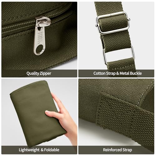 Image of KALIDI Canvas Tote Bag Zipper Large Crossbody Shoulder Bag Messenger Bag | Hobo Purse Cross Body Handbag for Women or Men Casual College Work Travel Daily Commuting Everyday