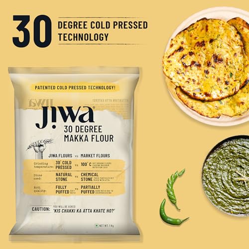 Image of Jiwa 30 Degree Makka Flour | 1 Kg | Patented Cold Pressed Flour | Slow Ground | Makke Ka Atta | Corn Atta | Gluten Free