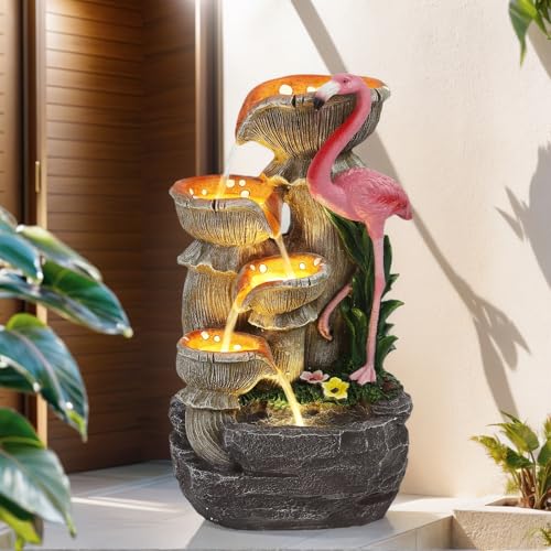 Grepatio 5 Tier Garden Water Fountain Outdoor 25" H Waterfalls wi...