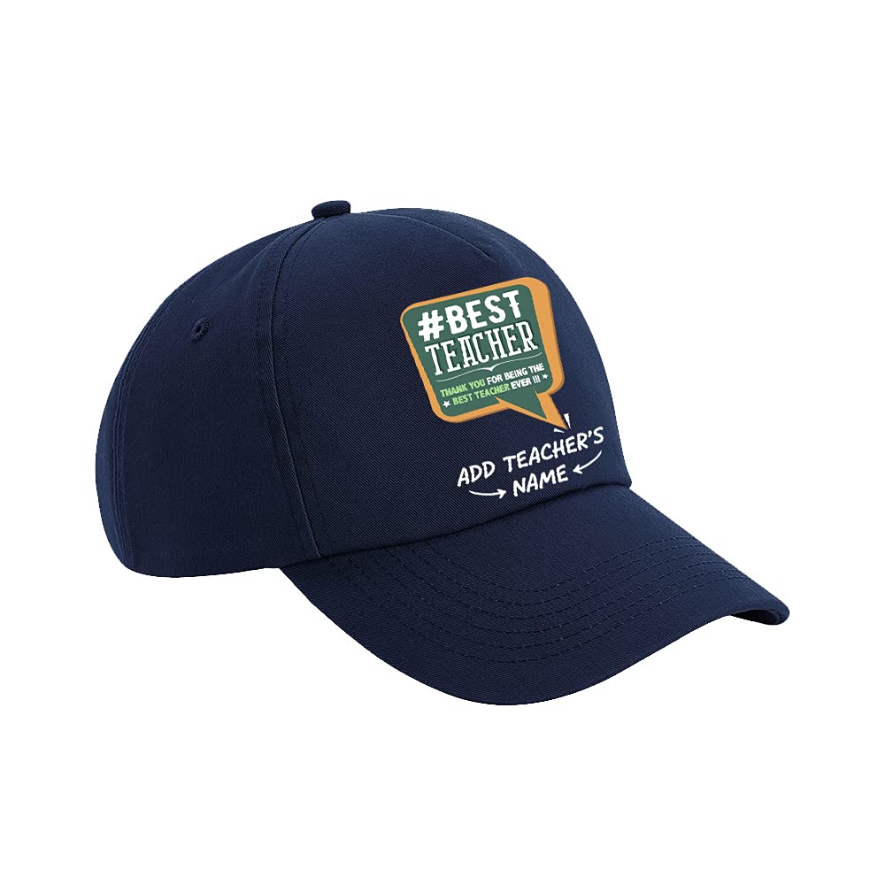 Getagift Unisex French Navy Personalised Best Teacher Ever, Thanks Giving, Teacher’s Day, Teacher Appreciation, End Of School Year, Retirement Gift, Birthday Present, Authentic 5 Panel Cap. (French Navy)