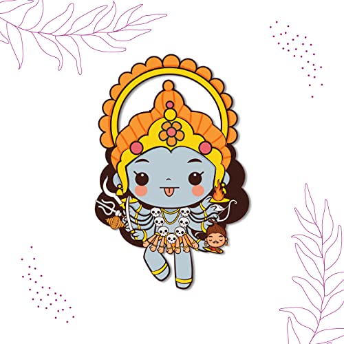 Image of Bhai Please Goddess Kali Wooden Fridge Magnet (Pack of 1) |Hindu God, Spiritual, Divine, Devotional, Housewarming Gift and Decorations