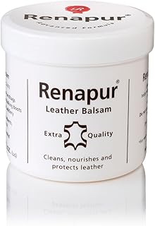 Renapur Leather Balsam, Natural Balm, Conditioner and Restorer (200 ml + Applicator Sponge) — Protector for Leather Sofas, Furniture, Shoes, Bags, Car Seats, Saddlery & Tack (Original)