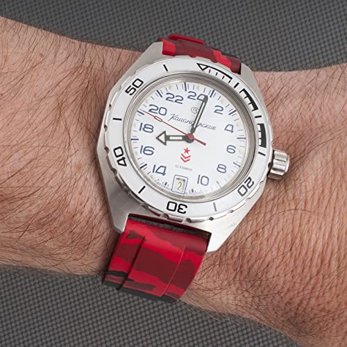 Image of StrapHabit Quick Release Rubber Watch Strap Band FKM 20mm 22mm 24mm (Red Camo, 22mm)