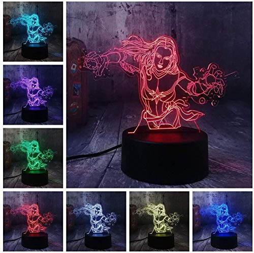 Cool Marvel Captain Marvel Moving Doll 3D LED Night Light Flashlight Desk Lamp Children Toy Gift