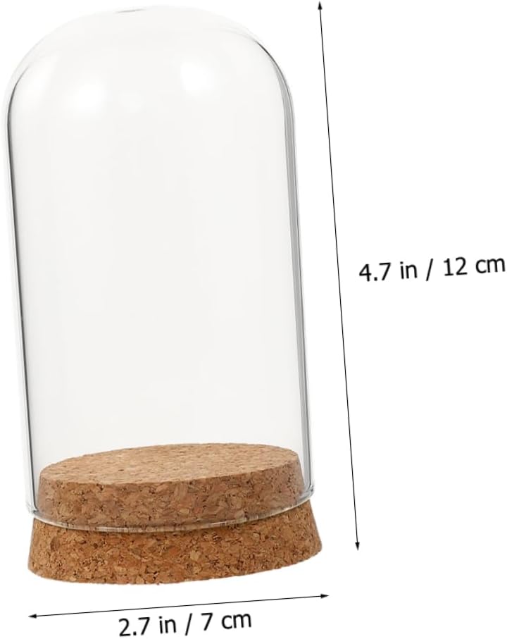 5pcs Glass Cover with Cork for Preserved Flowers Decorative Dome Adornment Transparent Display Jars for Home Decor for Showcasing Keepsakes and Crafts