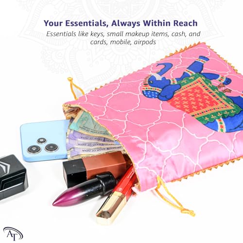Image of Women Potli Bags | Gifting Potli with Handle & Drawstring | Traditional Shagun Return Gifts Potli for Mehandi, Haldi, Baby Shower, Wedding, Sangeet