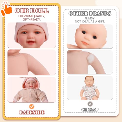 BABESIDE Baby Dolls, 17inch Large Realistic Cute Soft Body Baby Doll - image 4