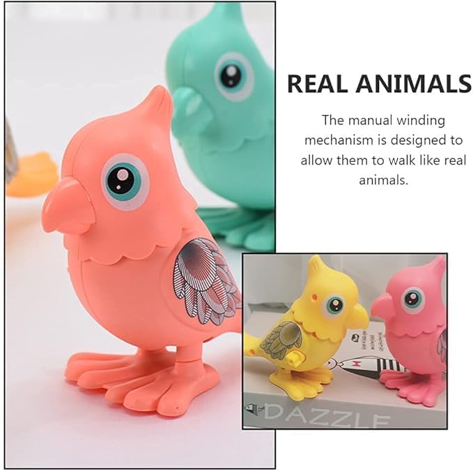 Image of acrown Cute Animal Toys for Kids Sensory Worm Animal Wind up Colorful Toy Insect Figurines for Boys and Girls Multicolor (Parrot)