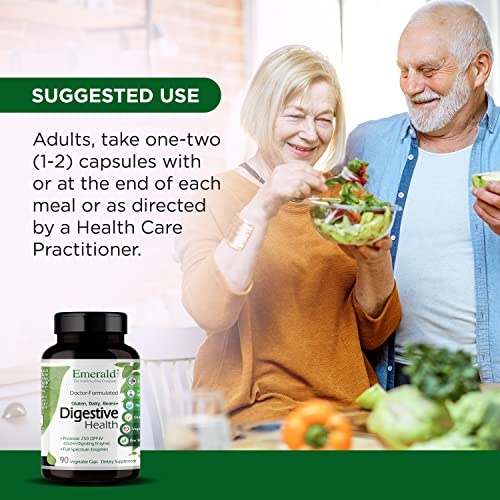 Emerald Labs Digestive Health - Dietary Supplement With Protease 250 Dpp-Iv And Probiotics With Digestive Enzymes For Constipation Relief And Digestive Aid - 90 Vegetable Capsules #TOP4