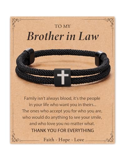 Shonyin Adjustable Faith Cross Bracelet for Teen Boys, Confirmation First Communion Easter Gift for Son, Grandson, Nephew, Brother, Bonus Son, Brother-in-law 6-21 Years Old