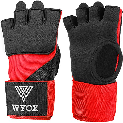 Wyox Gel Quick Hand Wraps For Boxing Mma Kickboxing - Ez-Off & On - Padded Knuckle With Wrist Wrap Protection For Men Women Youth (Red, S-M) #TOP7