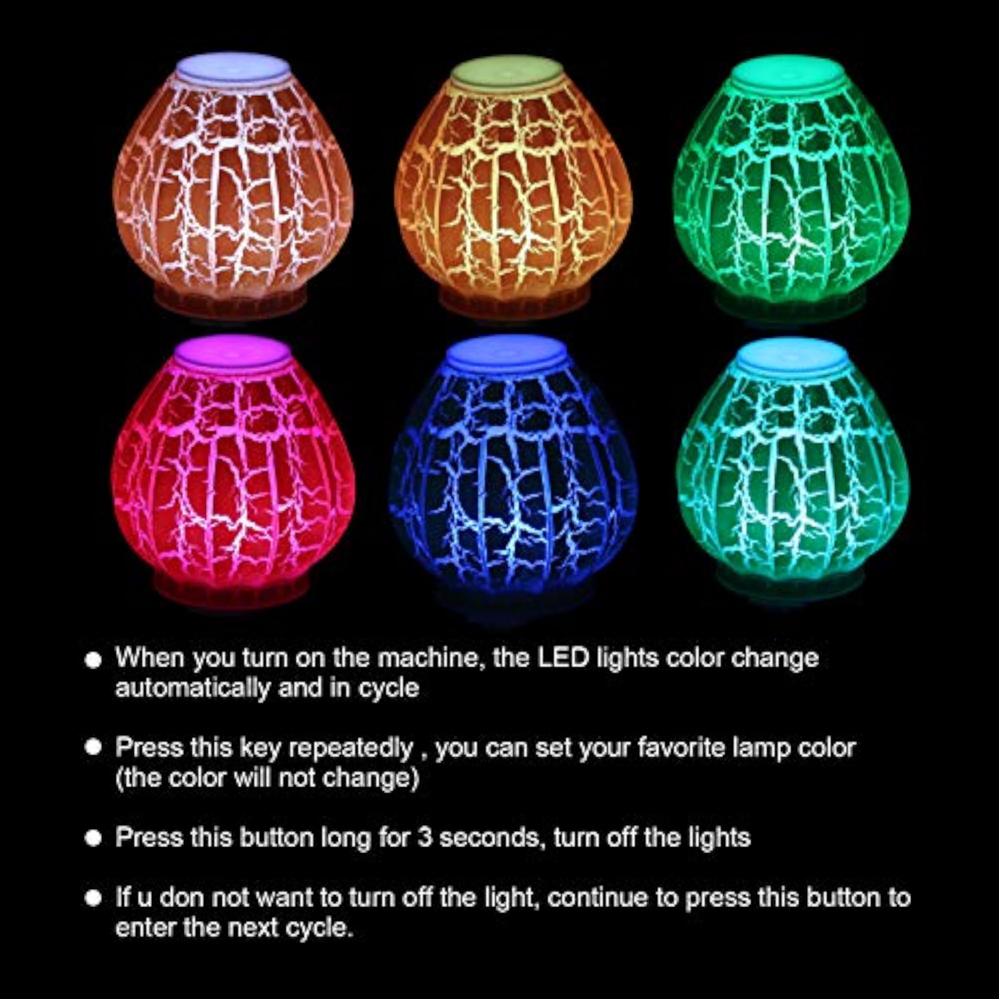 Ultrasonic Electric Aroma Diffuser with 6 LED Light Colors
