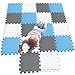 MQIAOHAM babymatten bodenmatte kinder matte play puzzelmatten puzzlematten schadstofffrei spielmatte teppich Weiß-Blau-Grau 101107112