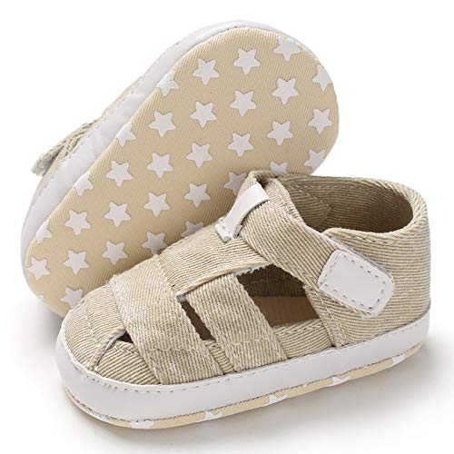 Baby Girls Boys Sparkly Bowknot Sandals Premium Soft Anti-Slip Rubber Sole Infant Summer Outdoor Shoes Toddler First Walkers (Apricot, 0_Months)