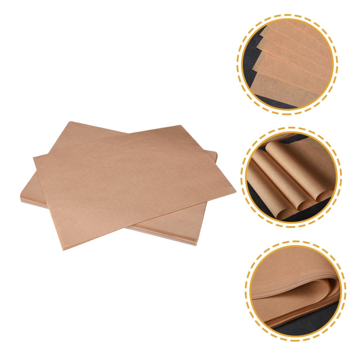 Uonlytech 100 Feuilles de Papier Sulfurisé Kraft Antiadhésif pour Cuisson Four et Emballage Alimentaire, Résistant Haute Température, pour Viande et Pâtisserie