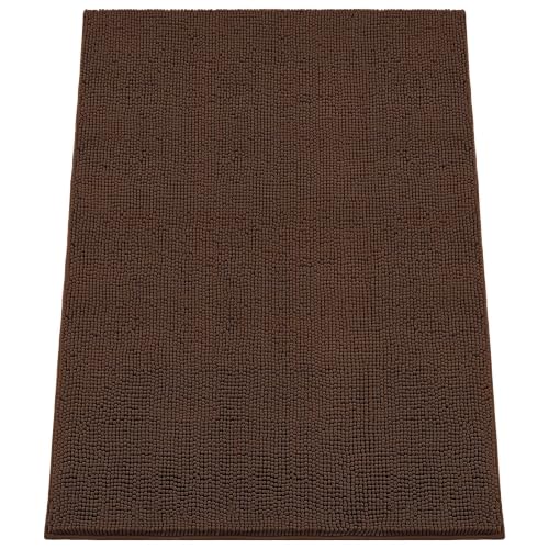 Image of Absorbent Dog Door Mat for Muddy Paws, 60 inch x 48 inch Chenille Indoor Mats for Entryway, Trap Dirt Front Door Mat Indoor Entrance Washable Non Slip Soft Brown