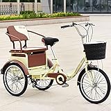 ✸Our tricycle has a large rear basket, which is convenient for shopping and loading enough things. for leisure, shopping, exercise or any time/place you want. ✸3 WHEEL BIKE:The 3 - wheel bicycle is made of high - quality iron, which can support the r...