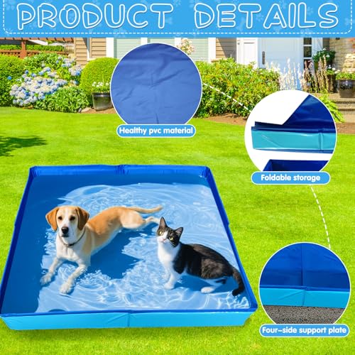 Hundepool Katzenpool Mit 6 Fischen Spielzeug, 50x50x10cm Hundebadewanne Faltbare Mini Hunde Pool Aus PVC, Planschbecken Hund, Schwimmbecken Für Kleine Hunde Katzen Haustiere (Blau)