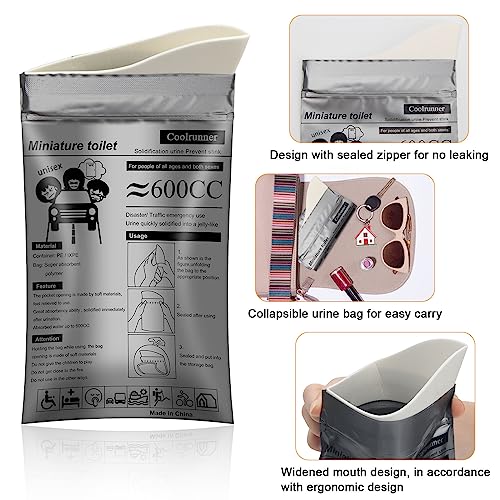 Coolrunner Disposable Urine Bags, 8/12/20/50 Pack Camping Pee Bags for Men Women, Disposable Urinals Vomit Bags for Travel Urinal Toilet Traffic Jam Emergency Portable Toilet for Kids, Patient - Image 5
