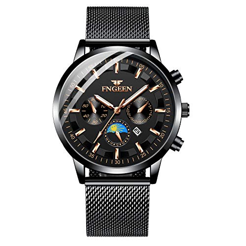 MICGIGI - Relojes de pulsera de cuarzo analógicos impermeables para hombre con correa de acero inoxidable, pulser