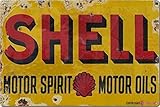 Andreaoy Letrero de metal retro de hojalata | Cartel de aceite de motor de concha vintage para puerta, letrero decorativo de metal para casa, club, bar, 8 x 12 pulgadas