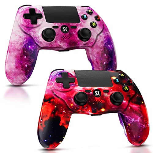 Boowen Wireless Controller for PS4,Excellent Performance Double Shock Gamepad Compatible with Playstation 4/Pro/Slim with Headset Jack, Touch Pad, Motion Control – Pink & Red 2 Pack