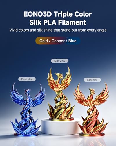 Image of Tri Colors Change Silk PLA 3D Printing Filament, 1.75mm Multicolor Filament, Dimensional Accuracy + /- 0.03mm, 1KG Spool(2.2 lbs), Fit Most 3D Printers with Shiny Silk Gold-Copper-Blue