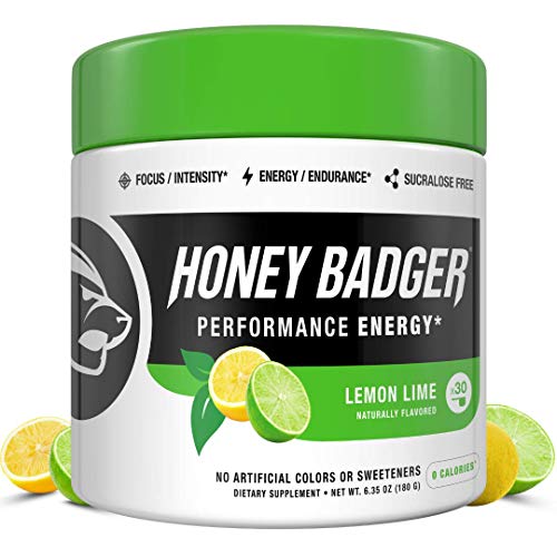 Honey Badger Vegan Keto Pre Workout | Lemon Lime | Natural Paleo Sugar