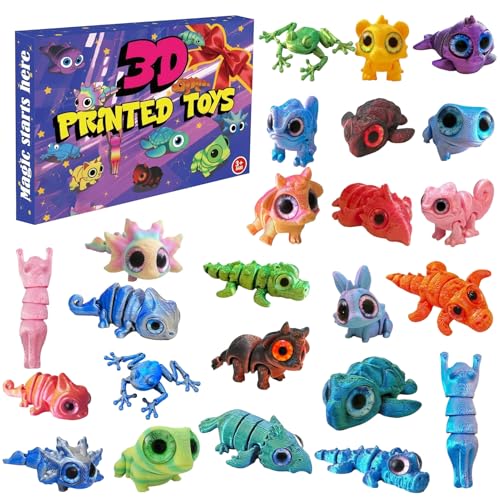 Calendario de adviento de antiestrés para niños, solución con animales 3D articulados