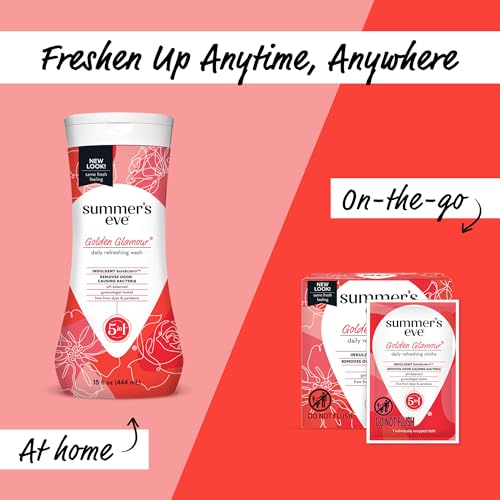 Summer's Eve Golden Glamour Daily Refreshing All Over Feminine Body Wash, Removes Odor, Feminine Wash pH Balanced, 15 fl oz (Pack of 2) - Image 6