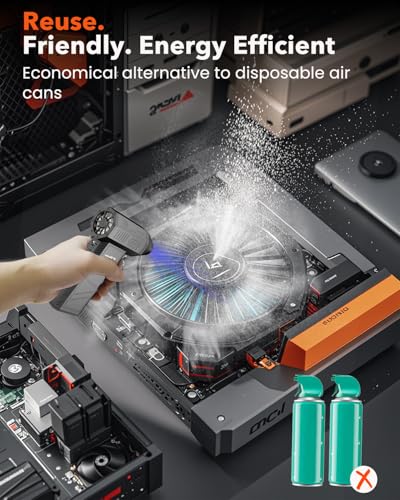 Image of Compressed Air Duster, 180000RPM Electric Air Duster, Rechargeable Cordless Air Blower with 3-Gear Turbo Fan, Canned Air Alternative for Keyboard, PC, Computer, Car, Home & Outdoor Use (Pure Black)