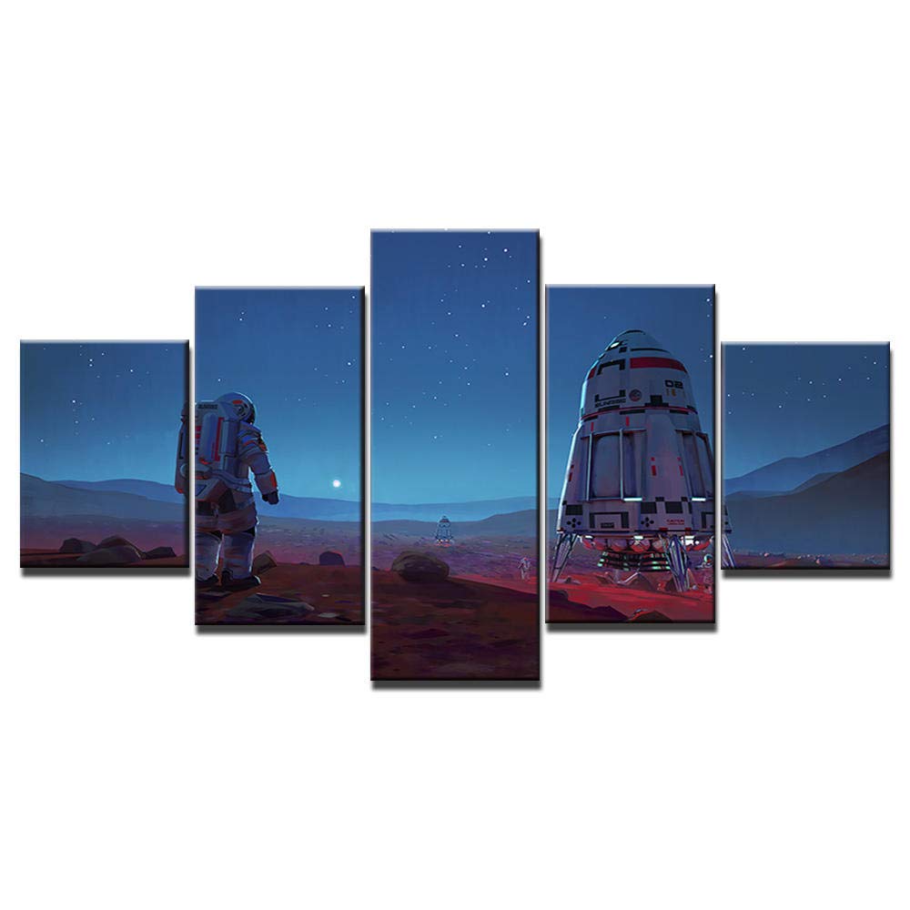 Astronaut And Rocket 5 Panel Wall Art Painting Prints On Canvas The Picture For Home Modern Decoration Print Decor