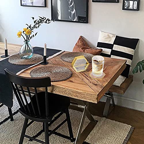 SUMTree Gold Glass Drink Coasters with Holder, 7Pcs Cup Pad Mats, Coasters for Coffee Beer Tea Wine Washable Cup Mats - Image 4