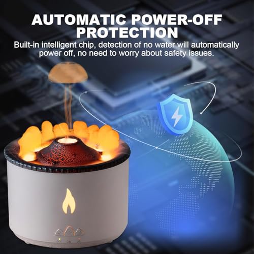 Image of KIMEE Volcano Humidifier Aromatherapy Essential Oil Diffuser, 2 Mist Modes: Flame and Volcano, Large Capacity with Timer Waterless Auto-Off for Home, Office, Yoga, or Gym