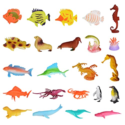 PLULON 60Pcs Mini Kunststoff Tier, Meerestierfiguren, Meeresbewohner Tier Tropische Fische Tiere Cupcake Topper für Geburtstagsfeier Dekorationen