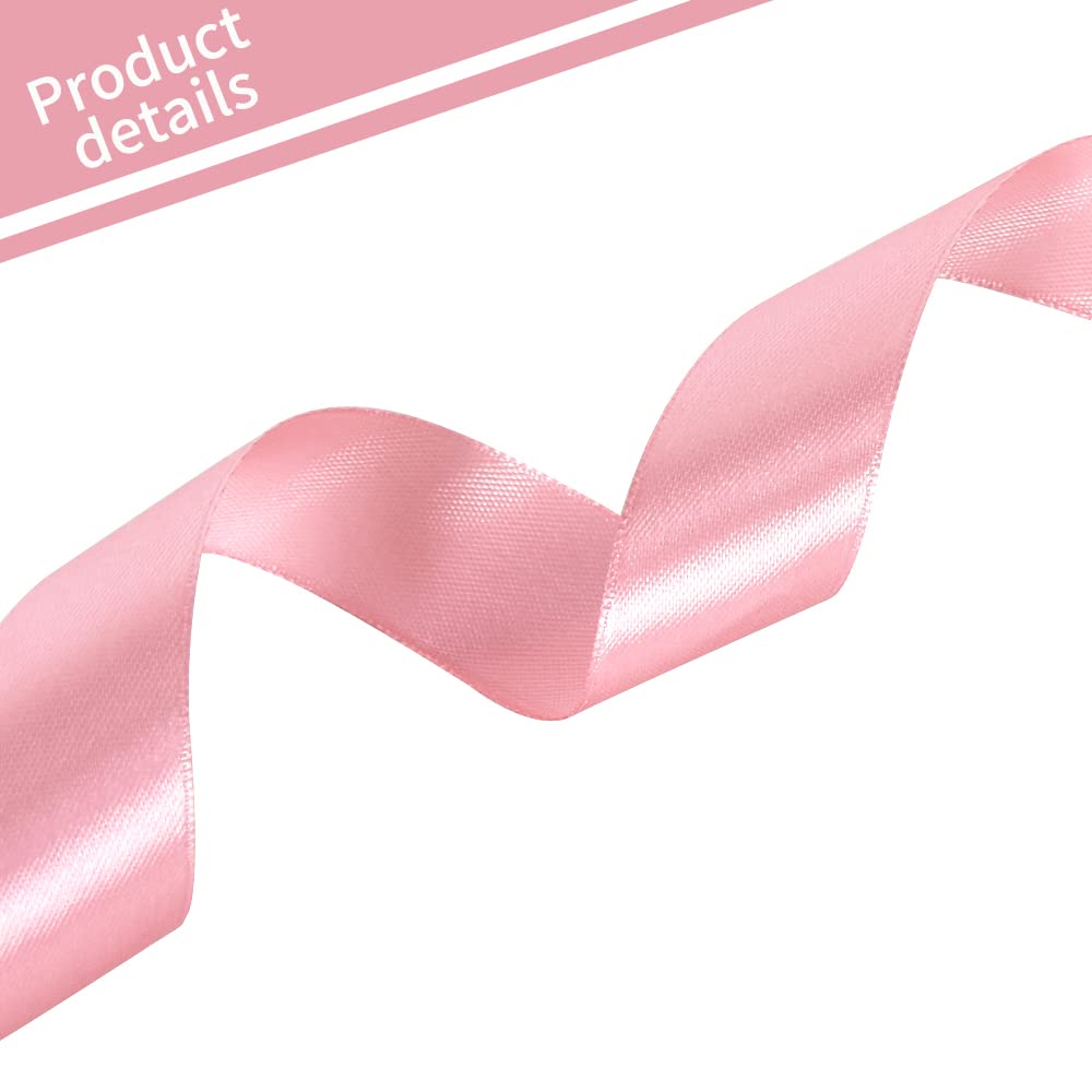 TONIFUL 1 Inch x 100yds Rose Gold Satin Ribbon, Thin Solid Color Satin Ribbon for Gift Wrapping Crafts, Hair Bows Making - Image 3