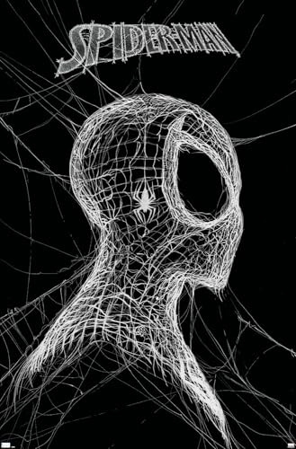 Trends International Marvel Spider-Man: World Of Webs - Black And White Wall Poster, 34L x 22.4W, Unframed Version